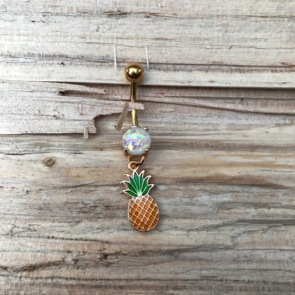 Gold Pineapple Opal Belly Button Navel‎ Ring